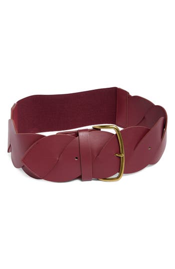 Shop Melrose And Market Siena Twist Buckle Belt In Burgundy Fudge