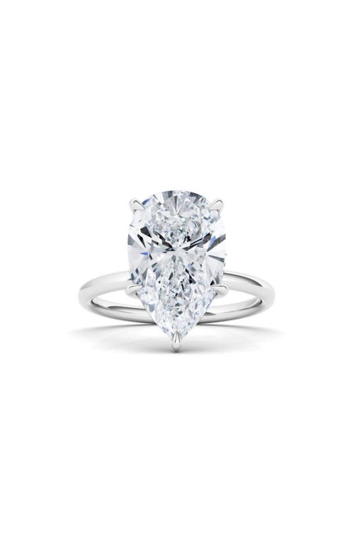 Hautecarat Pear Cut Lab Created Diamond 18k Gold Ring In 18k White Gold