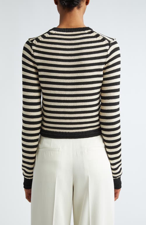 Shop Maria Mcmanus Stripe Shrunken Cardigan In Black/eggshell Stripe