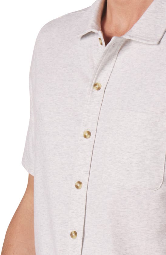 The Normal Brand Puremeso Solid Short Sleeve Knit Button-up Shirt In Stone