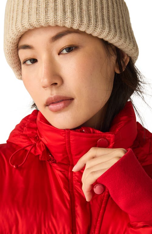 Beyond Yoga Big Cozy Puffer Hooded Jacket In Ruby Red