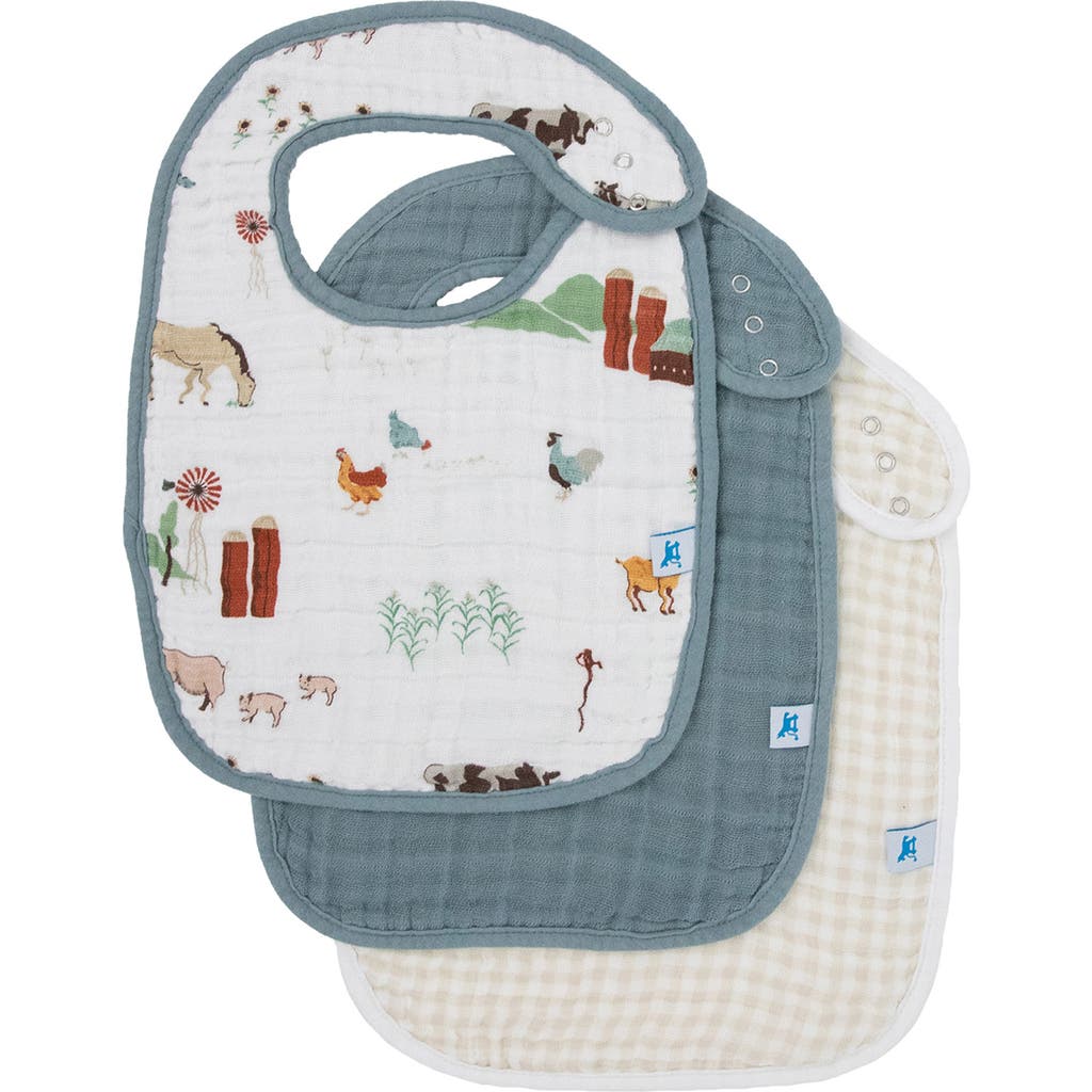 Little Unicorn 3-pack Classic Cotton Muslin Bibs In Farmyard