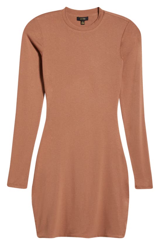 Shop Afrm Catalina Long Sleeve Minidress In Raw Umber
