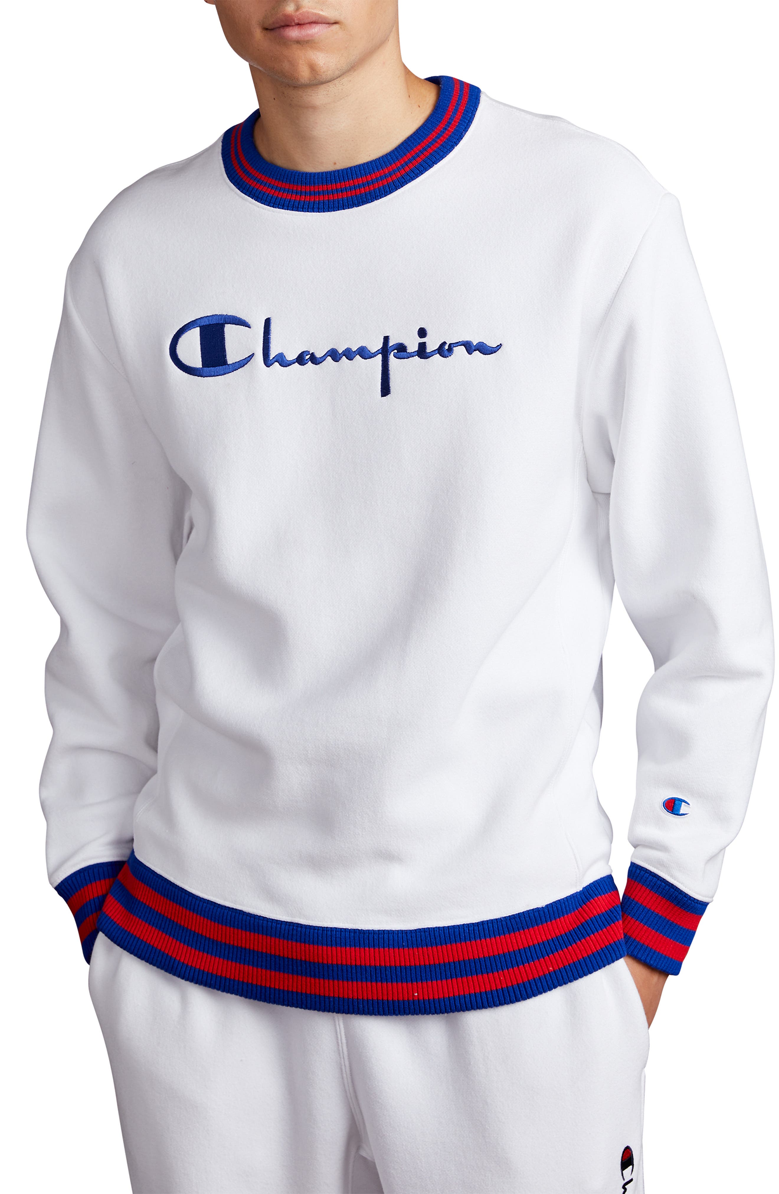 white champion crew sweatshirt