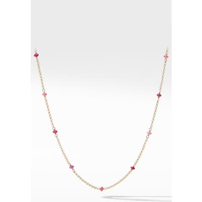 David Yurman Cable Collectibles Bead & Chain Necklace In 18K Yellow Gold With Rubies