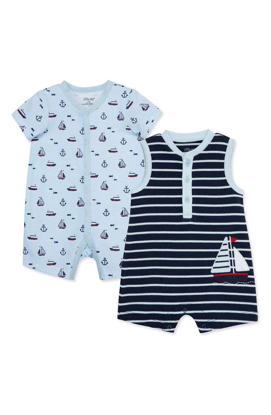 Shop Little Me Sailboat Set Of 2 Rompers In Blue