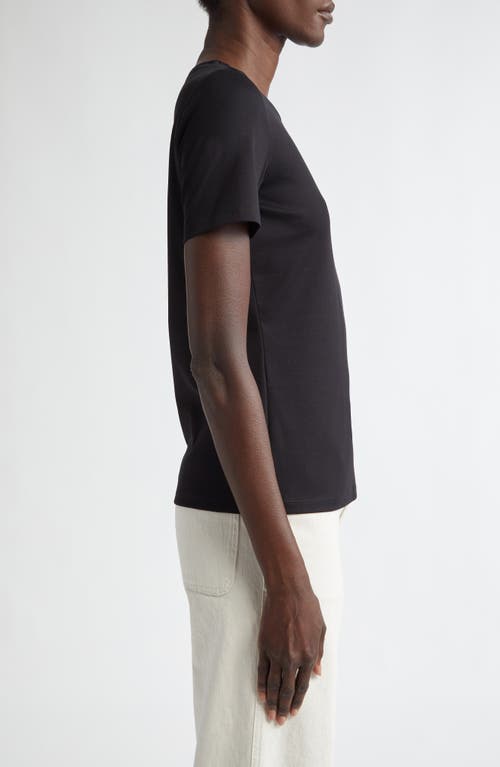 Shop Lafayette 148 New York Stretch Cotton Crewneck T-shirt In Black