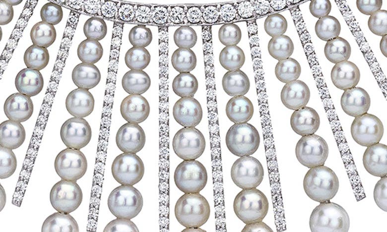 Mindi Mond Cultured Pearl Spoke Frontal Necklace In Silver/ Diamond/ Pearl