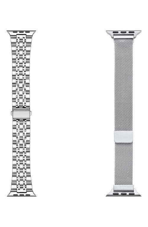 The Posh Tech 2-pack Stainless Steel Apple Watch® Watchbands In Silver/silver