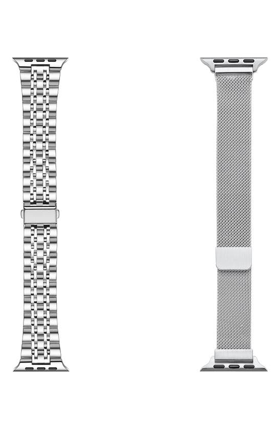The Posh Tech Assorted 2-pack Stainless Steel Apple Watch® Watchbands In Silver / Silver