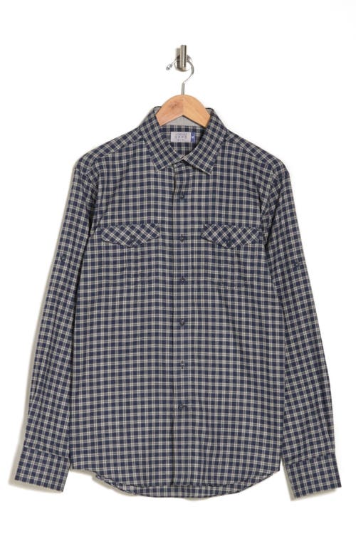 Shop Lorenzo Uomo Trim Fit Flannel Check Cotton Dress Shirt In Navy/grey