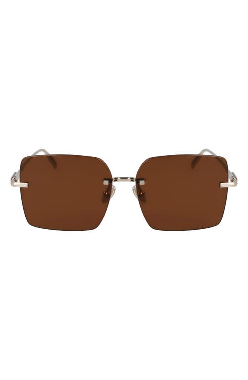 Ferragamo Prisma 60mm Rectangular Sunglasses In Gold/ Brown