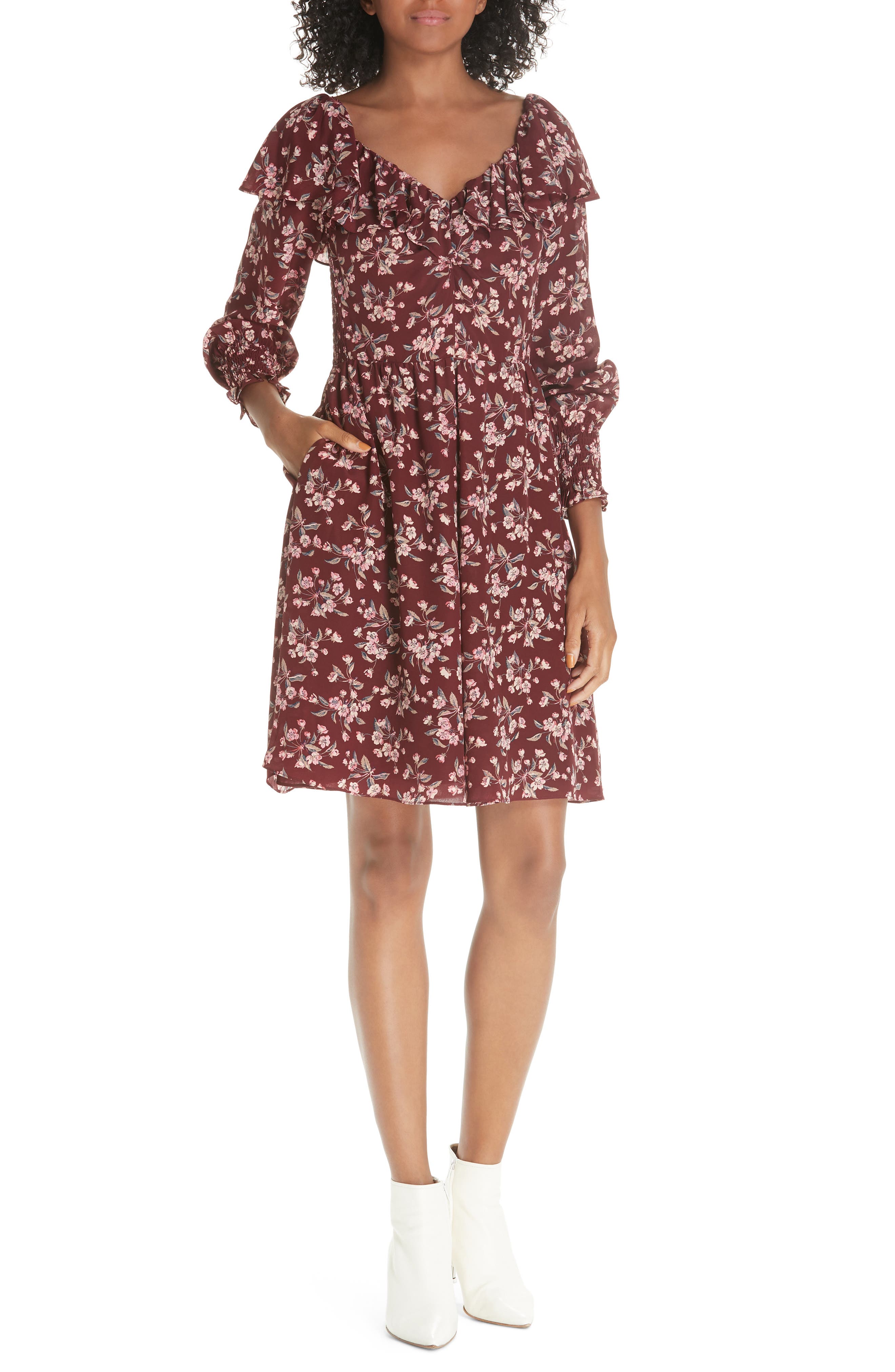 burgundy dress nordstrom rack