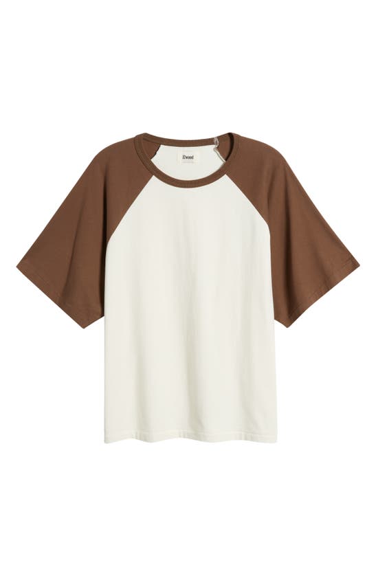 Shop Elwood Oversize Short Sleeve Raglan T-shirt In Soil/ Off White