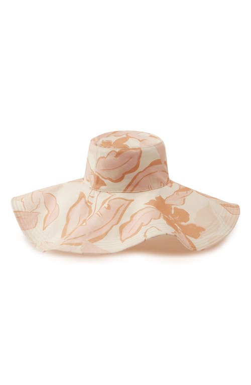 Shop Helen Kaminski Dulcie Floral Wide Brim Hat In Parchment Blend