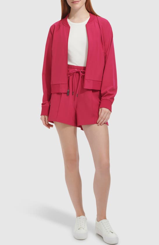 Shop Andrew Marc Stretch Zip-up Jacket In Dragon Fruit