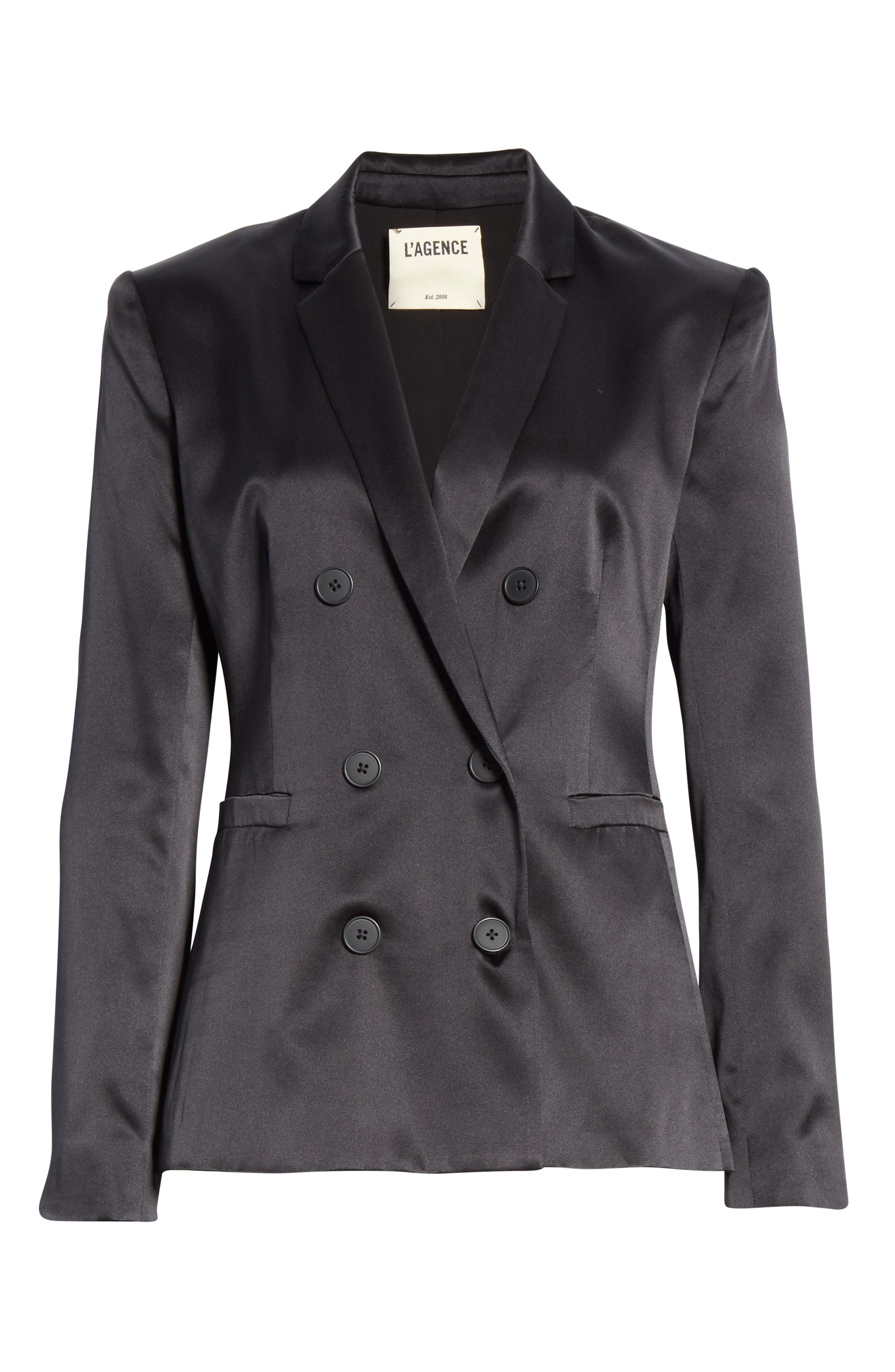 L'AGENCE Colin Silk Double Breasted Blazer Nordstrom Rack