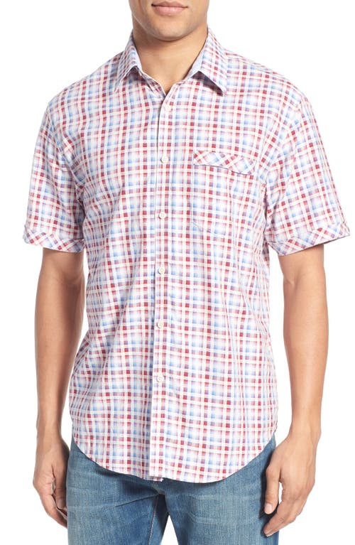 James Campbell 'Dod' Regular Fit Plaid Short Sleeve Sport Shirt in Red at Nordstrom, Size Medium