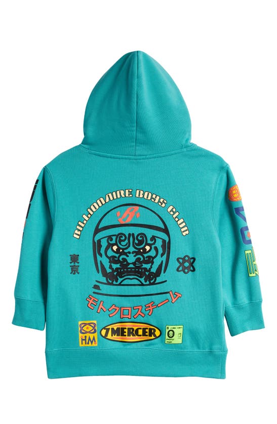 Shop Billionaire Boys Club Kids' Mercer Graphic Hoodie In Bright Aqua