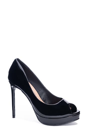 Chinese Laundry Huxley Peep Toe Platform Pump In Black Patent