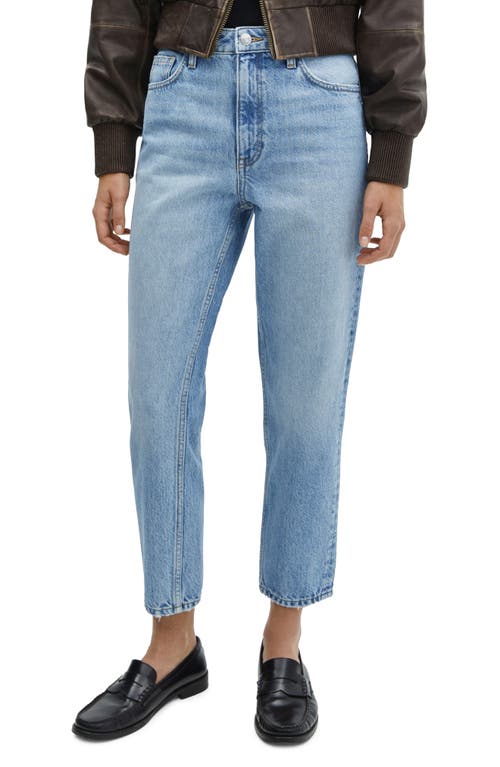 MANGO High Waist Ankle Tapered Mom Jeans Medium Blue at Nordstrom