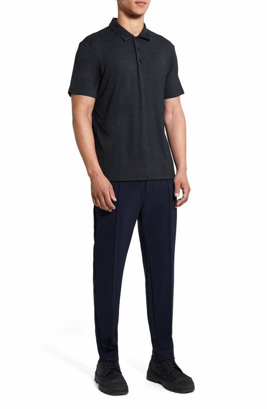 Theory Double Layered Johnny Collar Polo Shirt In Black Multi - A0p