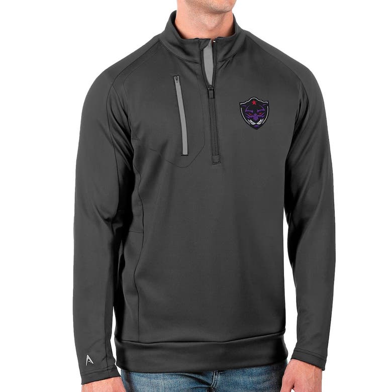 Shop Antigua Charcoal Panther City Lacrosse Club Generation Quarter-zip Pullover Top