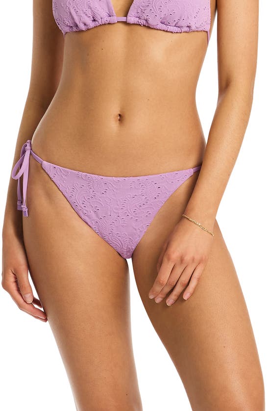 Shop Sea Level Interlace Tie Side Bikini Bottoms In Lavender
