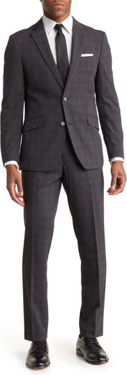 SAVILE ROW CO Grey Multi Plaid Notched Lapel Suit Nordstromrack