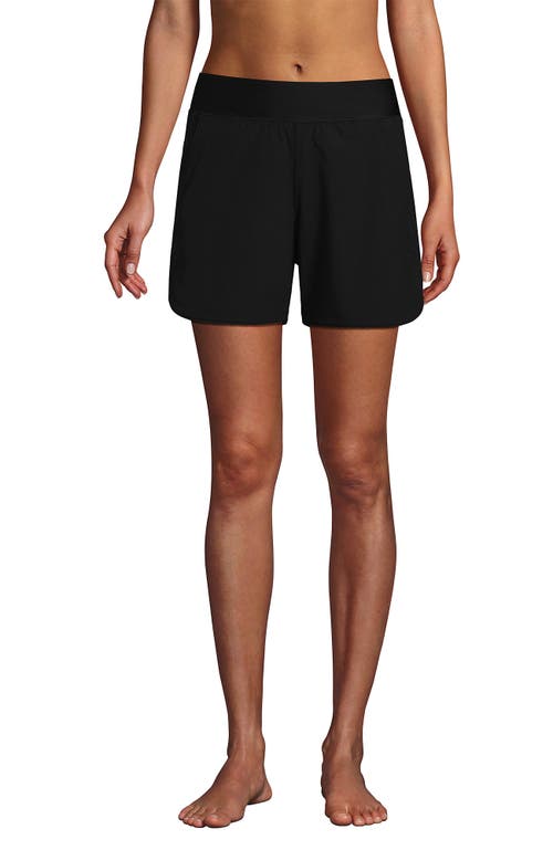 Shop Lands' End 5 Inch Quick Dry Board Shorts Swim Cover-up Shorts In Black