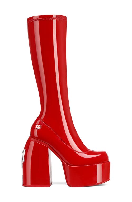 NAKED WOLFE Spice Platform Tall Boot in Red Patent