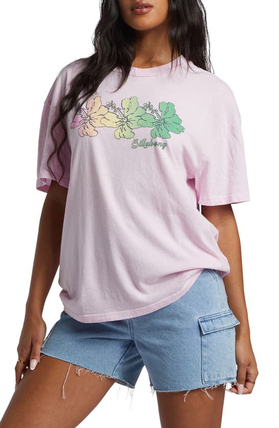 Billabong Aloha All Day Oversize Cotton Graphic T-shirt In Sweet Pink