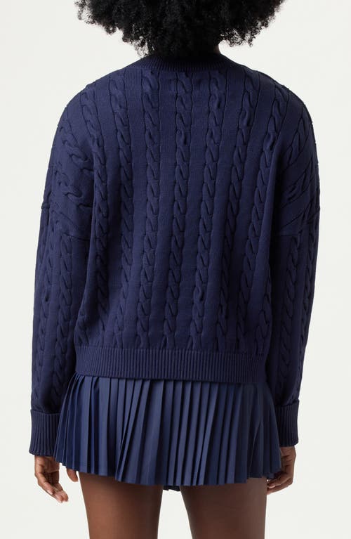 Shop Fila Baseline Cable V-neck Sweater In French Navy