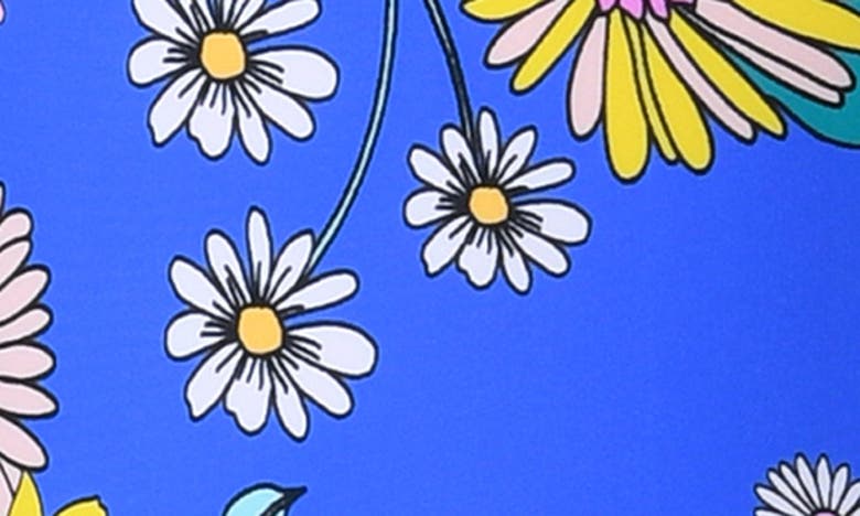 Shop Hobie Kids' Peace Floral Long Sleeve One-piece Rashguard In Sea Blue