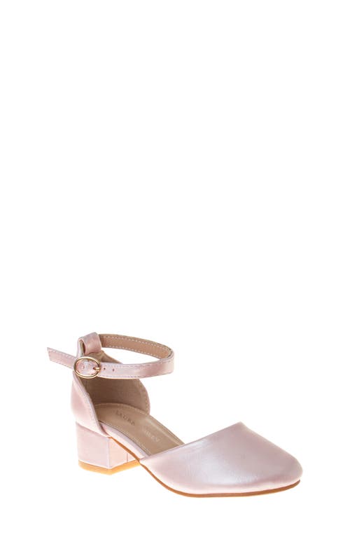 Laura Ashley Kids' Ankle Strap Block Heel Pump In Pink Pearl Patent