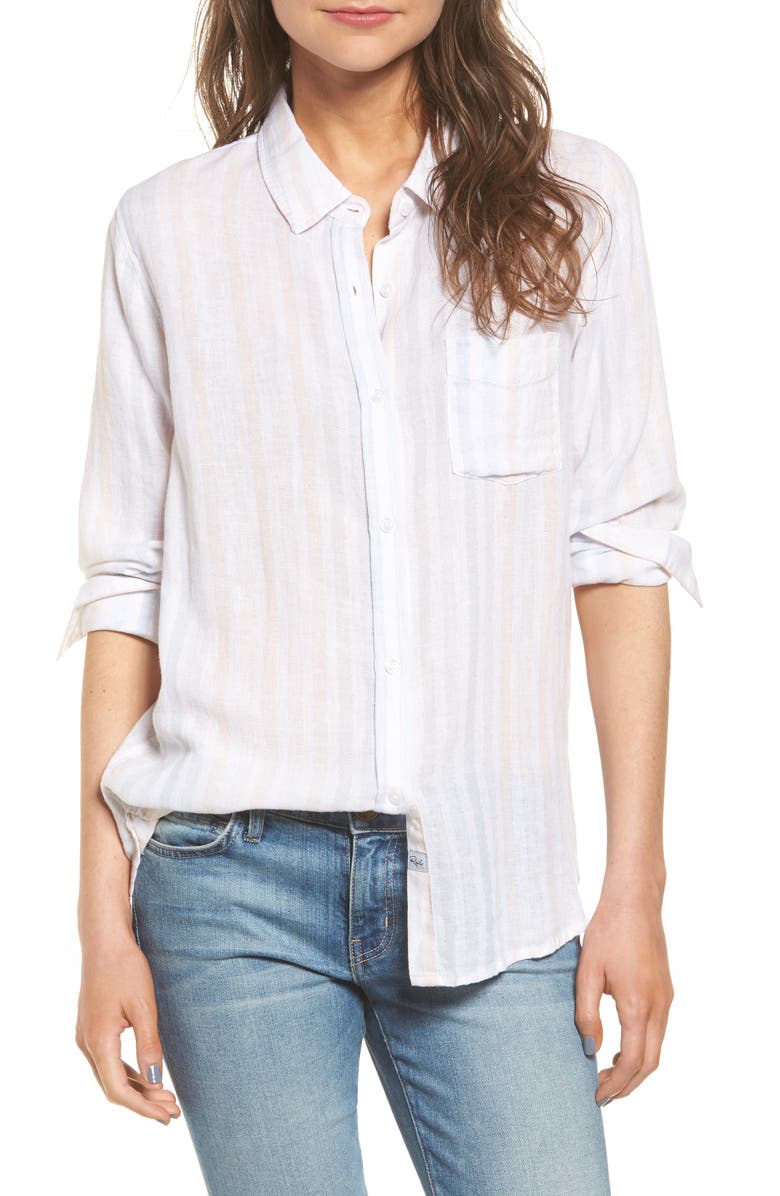 Rails Charli Stripe Linen Blend Shirt | Nordstrom