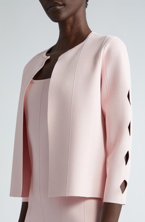 St John St. John Collection Milano Knit Cutout Sleeve Cardigan In Pale Pink