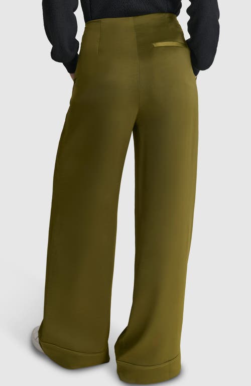 Shop Dkny Wide Leg Pants In Dark Olive