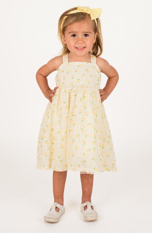 Shop Popatu Kids' Floral Lace Dress In Yellow