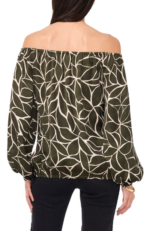 Vince Camuto Off The Shoulder Tie Hem Top In Military Green