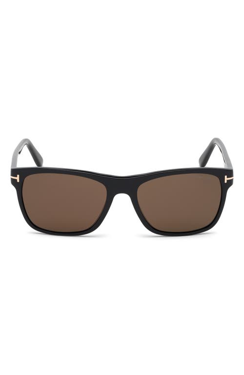 Shop Tom Ford Giulio 57mm Geometric Sunglasses In Shiny Black/brown