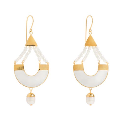 Freya Rose Women's White / Gold Warrioress Sunrise Earrings In Gold