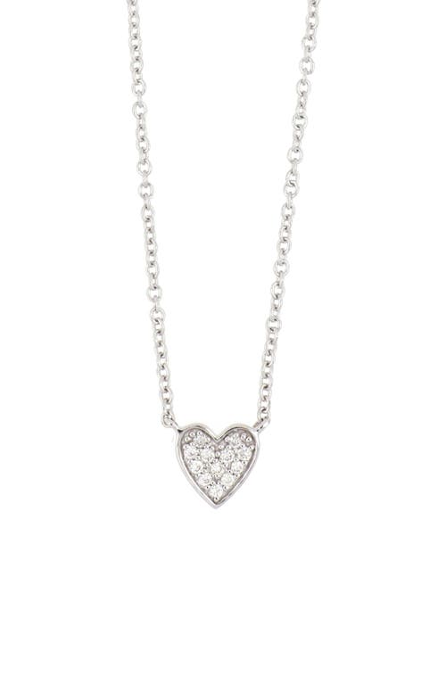 Kids' 18K White Gold & Diamond Heart Pendant Necklace