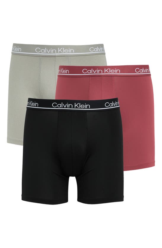 Calvin Klein 3-pack Boxer Briefs In Black/ Red/ Grey