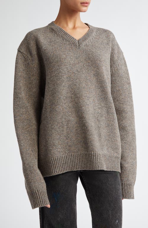 Shop Maison Margiela Marled Wool V-neck Sweater In Grey/brown