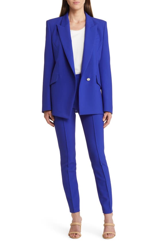 Hugo Boss Regular-fit Jacket In Stretch Fabric With Asymmetric Front In Open Blue