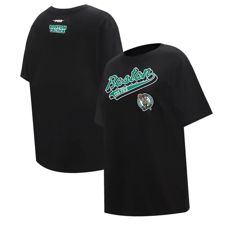 Pro Standard Black Boston Celtics Script Boyfriend T-shirt In Black