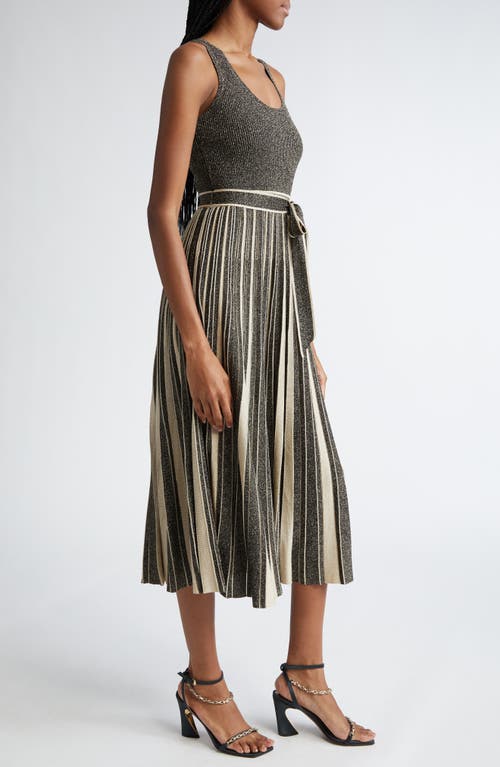 Shop Zimmermann Pleated Metallic Sweater Dress In Black/gold