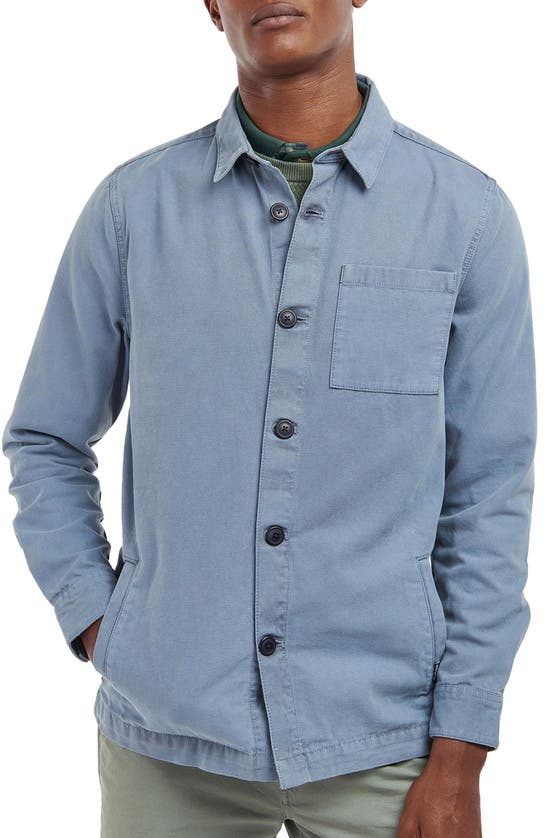 Barbour Washed Button-up Overshirt In Celeste