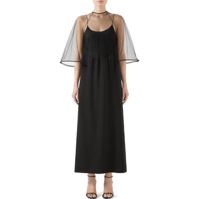 Gucci Sheer Mesh & Faille Gown, US - Black